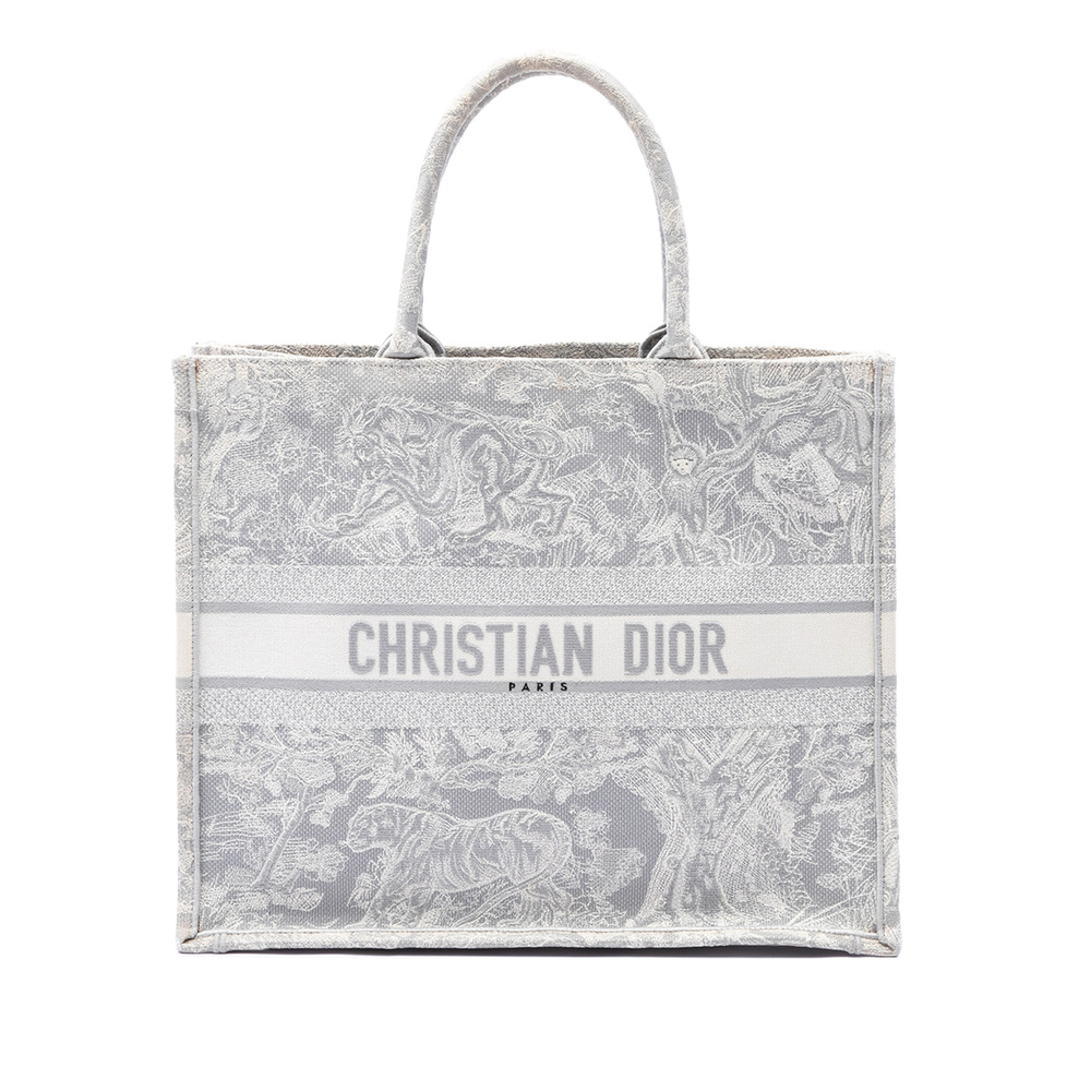 Pre-Loved Dior Large Canvas Embroidered Dioriviera Toile De Jouy Book Tote
